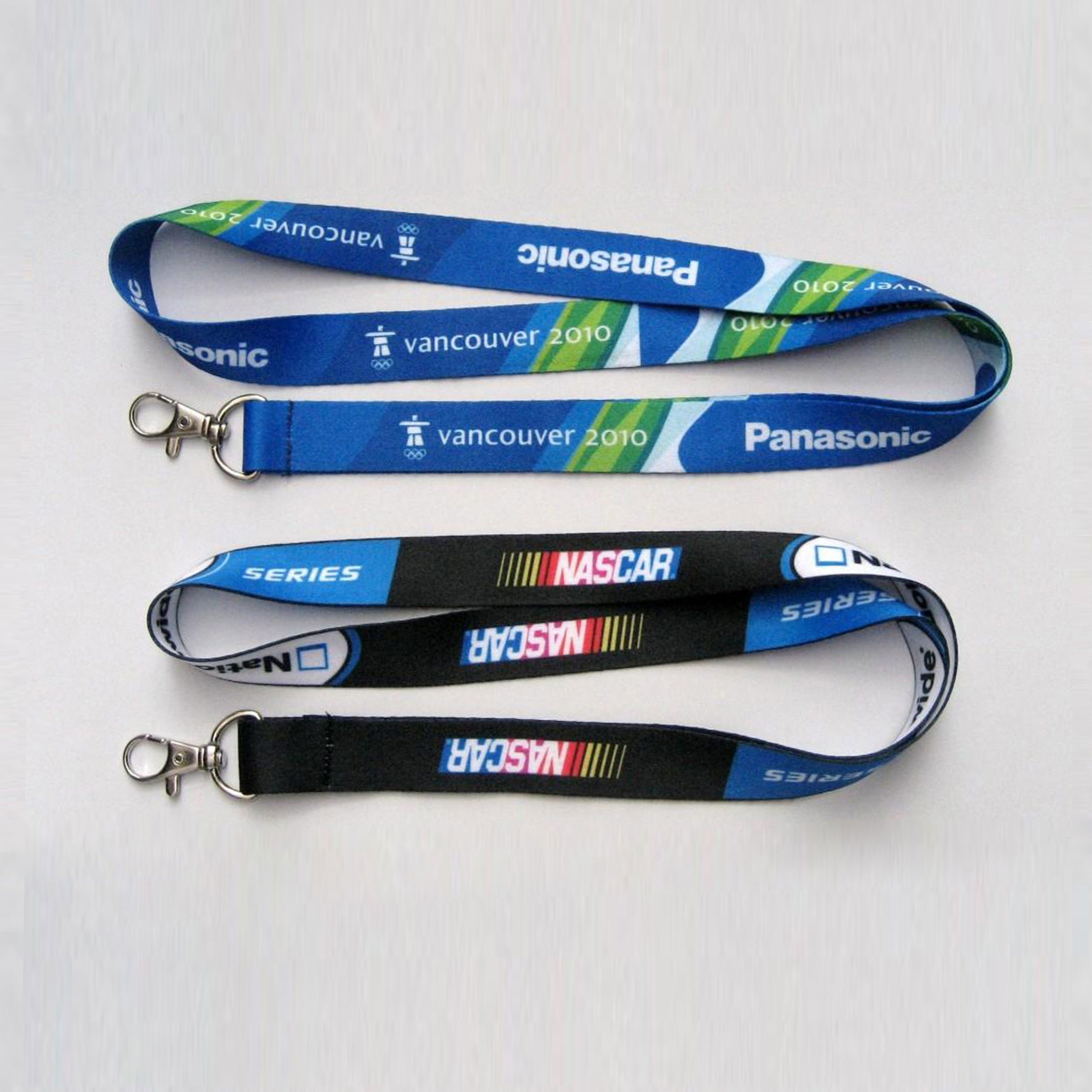 A pair of lanyards featuring the NASCAR logo